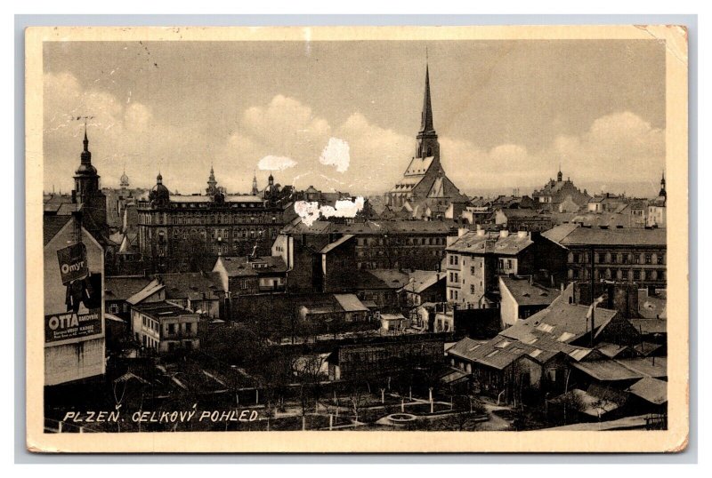 Celkový Pohled General View Plzen Czech Republic WB Postcard S24