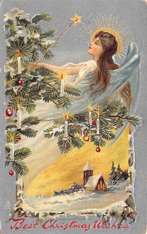 Christmas Post Card Old Vintage Antique Xmas Postcard Writing on back
