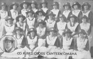 Omaha Nebraska CO. K. Red Cross Canteen Nurses Vintage Postcard AA51030