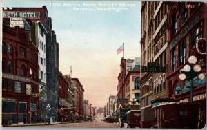 First Avenue from Pioneer Square Seattle WA Vintage Postcard O09