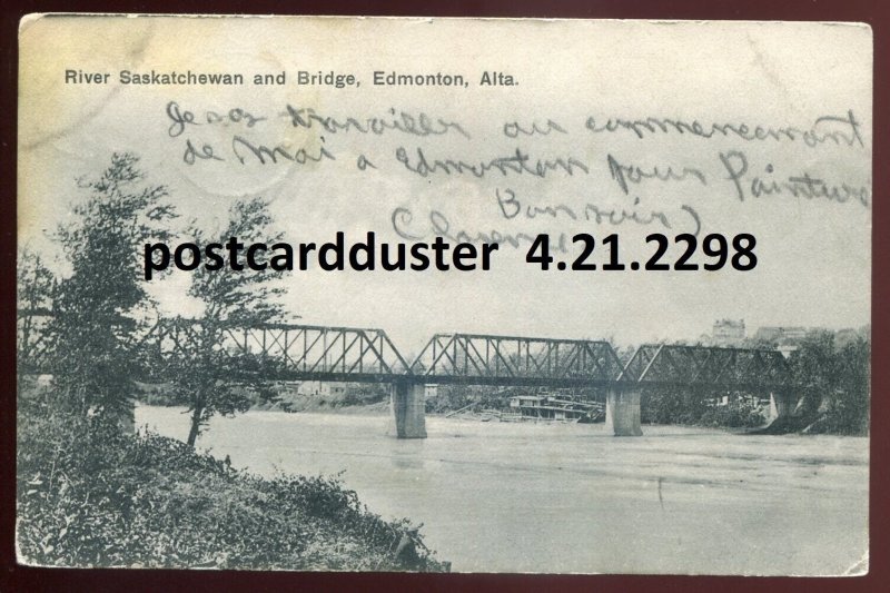 h2988 - EDMONTON Alberta Postcard 1908 Saskatchewan River Bridge