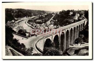 Old Postcard Dinan Viaduct and general view of the Coulee Rance