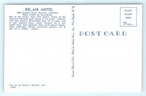 Postcard CA Monterey Bel-Air Motel 1950's Old Cars H06