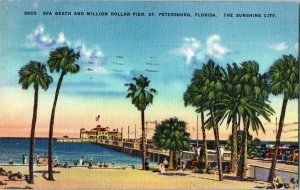 Spa Beach and Million Dollar Pier St Petersburg Florida Postcard Posted 1947