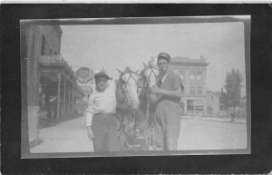 G28/ Lewistown Montana RPPC Postcard c1910 Horse Wagon Hotel Building