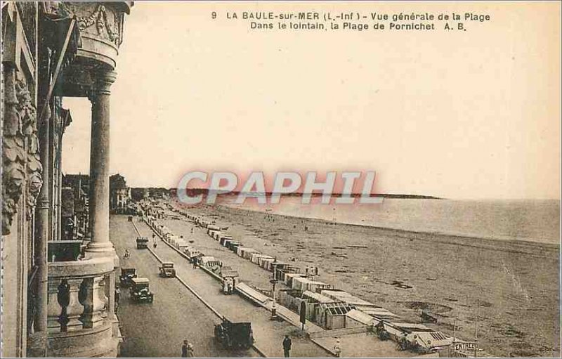 Old Postcard La Baule Sea (L I) Generale View Beach in the Far Beach Pornichet