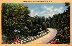 New Jersey Greetings From Cranford Country Road Scene