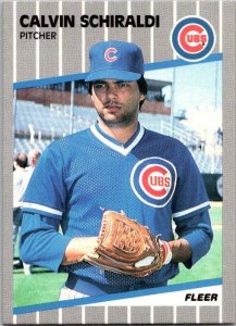 1989 Fleer Baseball Card Calvin Schiraldi Chicago Cubs sk21011