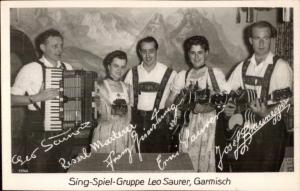 German Music Band Accordion Sing Spiel-Gruppe Leo Saurer  Garmisch RPPC