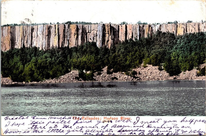 Palisades Hudson River Antique Undivided Back Postcard Bristol Connecticut Conn