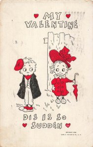 1906 Valentine Postcard Chas E Weyand & Co. Boy Girl Umbrella Wilmington NC