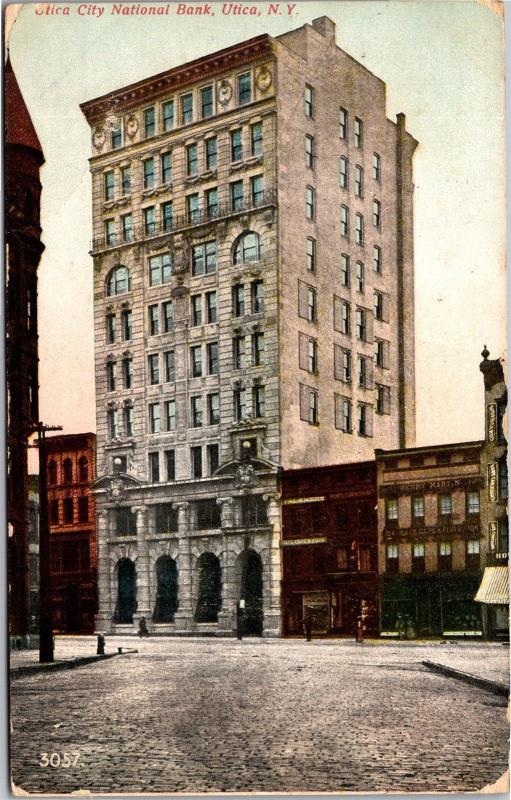 Utica City National Bank, Utica NY c1907 Vintage Postcard J18