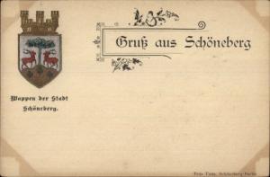 Gruss Aus Schoneberg Germany w/ Crest c1900 Postcard