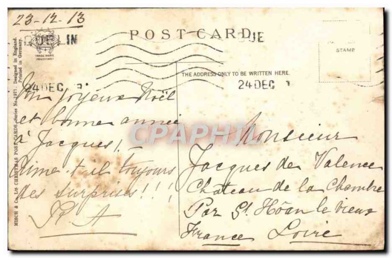 Old Postcard Fantasy Children Toboggan