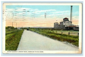 1920 State Highway Cement Road Sheridan to Big Road Wyoming WY Postcard