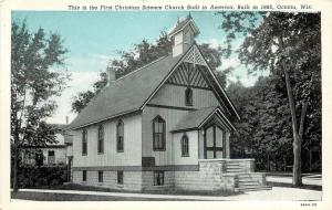 Vintage Postcard; First Christian Science Church in America, Oconto WI Unposted