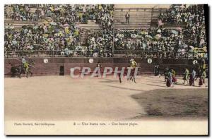 Old Postcard Sport Spain Bullfight Toro Taurus Una buena vara A good picnic