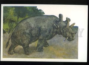 208265 RUSSIA DINOSAURS Korolev Uintatherium old postcard