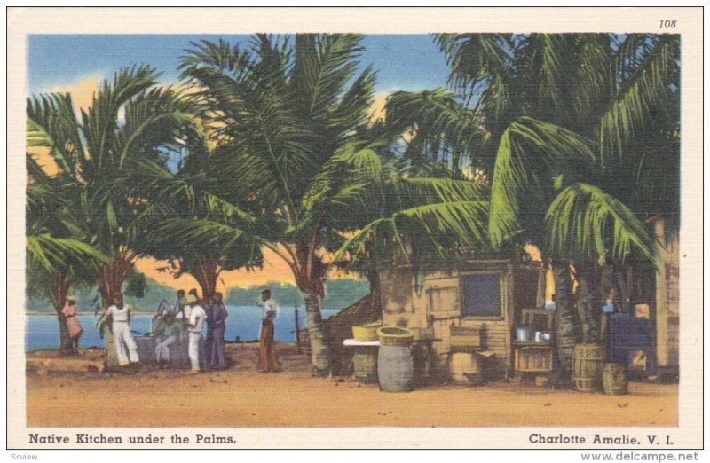 Native Kitchen under the Palms, Charlotte Amalie, US Virgin Islands, 1930-40s