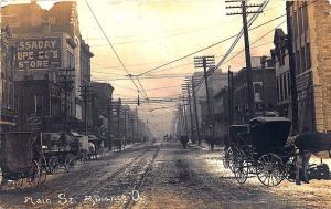 Alliance OH Street View Horse & Wagons Storefronts Trolley Tracks RPPC Postcard