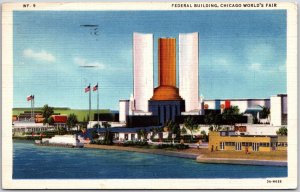 1933 Federal Building Chicago World's Fair Three Fluted Towers Posted Postcard