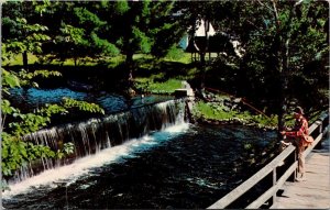 New York West Nyack Fishing Off The Bridge By The Falls