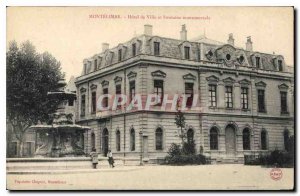 Old Postcard Montelimar City Hall and fontain Monumental