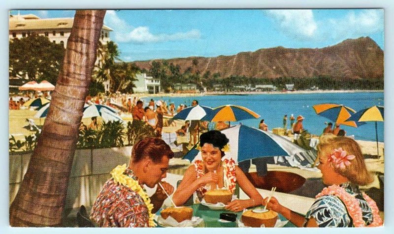 UNITED AIR LINES Advertising WAIKIKI BEACH Diamond Head Airlines c1960s Postcard
