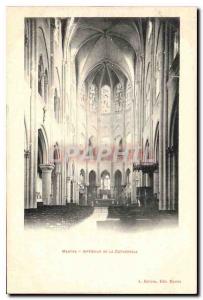 Old Postcard Mantes Interieure to the Cathedral