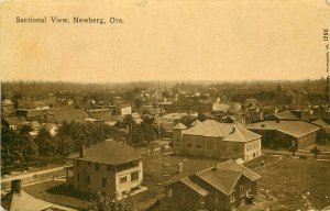 c1910 Sepia Tone Postcard; Town View Newberg OR Yamhill County posted