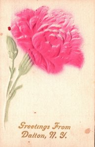 Vintage Postcard Greetings From Dalton New York Large Print Embossed Flower NY