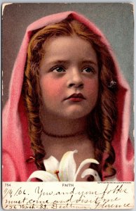 1906 FAITH- Beautiful Angel Religious Portrait Posted Postcard