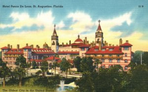 Vintage Postcard Hotel Ponce De Leon Building Landmark St. Augustine Florida FL