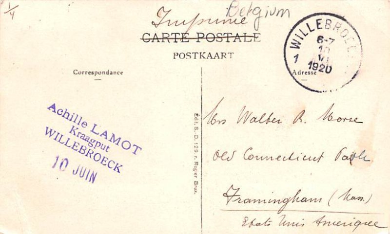 Une Villa Zeebrugge Belgium 1920 Stamp on front 