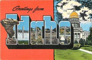 Greetings from IDAHO Large Letters, Linen