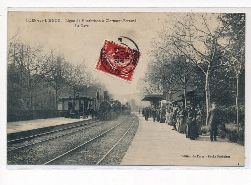 BOEN-sur-LIGNON : ligne de montbrison à clermont-ferrand, la gare - tres bon...