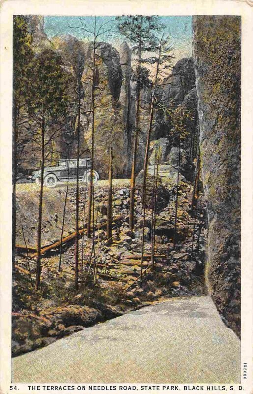 Needles Road Terraces Car State Park Black Hills South Dakota 1929 postcard