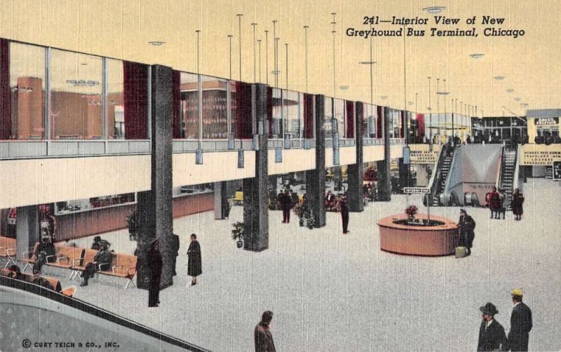 Chicago Illinois Greyhound Bus Station Interior Vintage Postcard AA29735