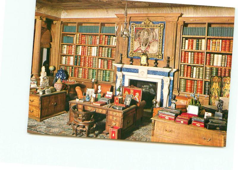 Postcard  Windsor Castle Queens Mary's Dolls The Library   # 4107A