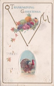 Thanksgiving Turkey & Wishbone With Array Of Fruit 1913