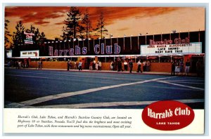 c1950's Harrah's Club Restaurant Crowd On Entrance Lake Tahoe Nevada NV Postcard