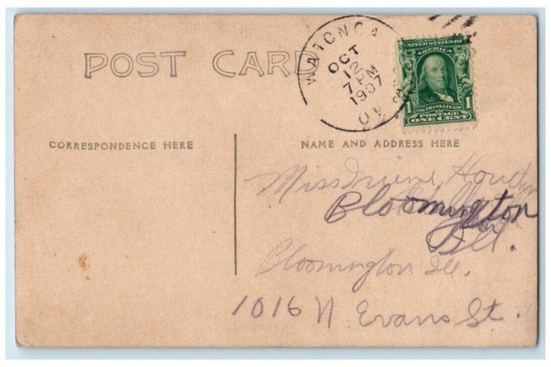 1907 Man Woman Donkey Hats Watonga Oklahoma OK RPPC Photo Posted Postcard