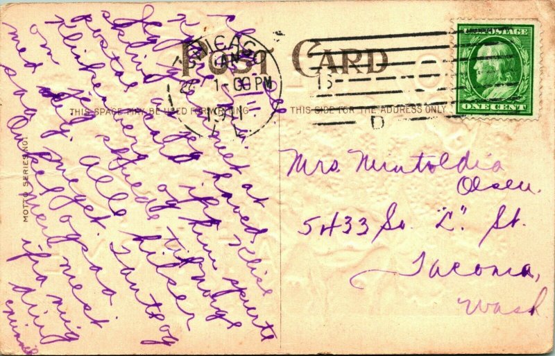 Grande Lettera Motto To The Amati Persone Presso Casa Floreale Goffrato 1910s DB