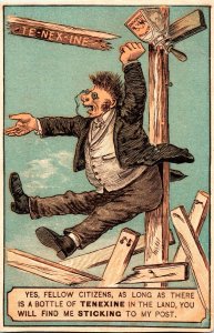 Vintage 1880's Tenexine, Man, Glasses, Suit, Street Sign, Victorian Trade Card