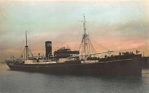 Vinstra Cargo Steamship Tinted Real Photo RPPC Postcard