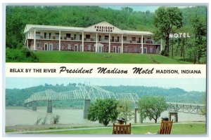 Relax By The River President Madison Motel Indiana IN Dual View Postcard