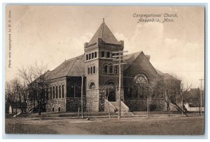 1909 Congregational Church Exterior View Building Alexandria Minnesota Postcard