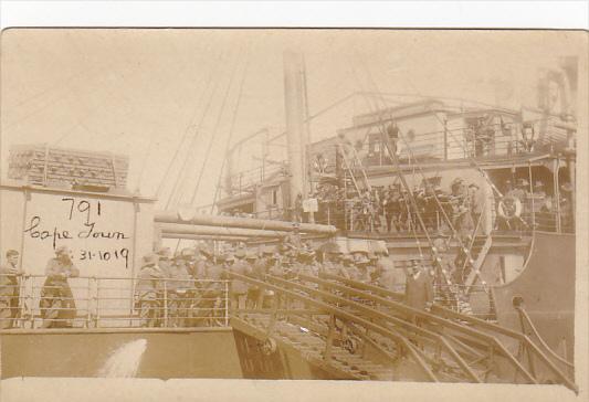 South Africa Cape Town Ship Being Boarded Real Photo