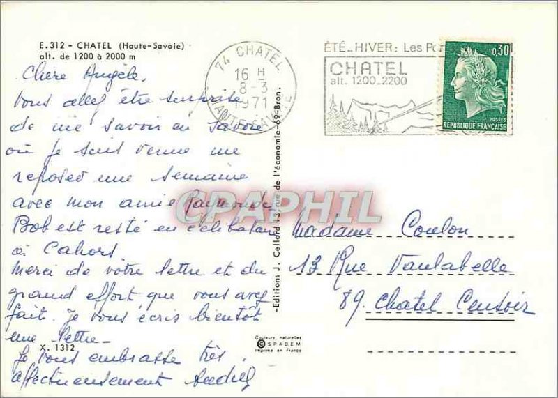 Modern Postcard Chatel (Haute Savoie) 1200 alt 2000 m