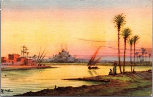 Egypt Nile Showing The Citadel Vintage Postcard C047